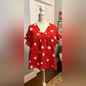 Rust/Cream Polka Dot Women's Top